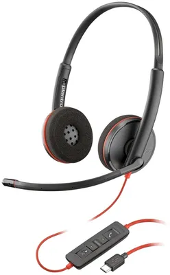 Produktbild von HP Poly Blackwire 3220 Stereo USB-C Headset schwarz +USB-C/A Adapter (Packungseinheit), Kabelgebunden, Büro/Callcenter, Kopfhörer, Schwarz