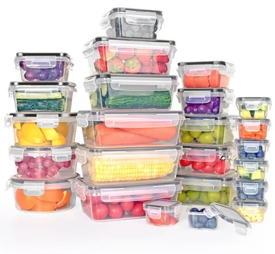 48-tlg. Frischhaltedosen-Set, BPA-frei, gefriergeeignet, transparent