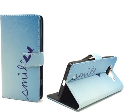 Produktbild von Handyhülle Tasche für Handy Microsoft Lumia 950 Schriftzug Smile Blau
