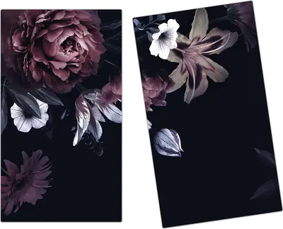 Produktbild von Spritzschutz Herdabdeckplatte Schneidebrett aus Glas Florales Vintagemuster 2-Teilig (60x52cm)