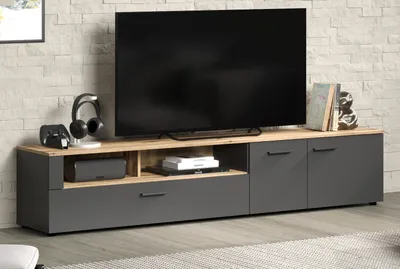 Produktbild von TV-Lowboard "Avila" in grau und Eiche XL TV Unterteil 210 x 43 cm