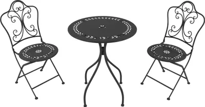 Immagine prodotto di AXI Marilou Set da bistrot in metallo 3 pezzi in antracite | tavolo da bistrot con 2 sedie | set di mobili da giardino bistrot per giardino / balcone / terrazza |
