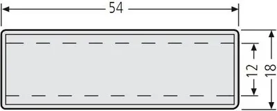 A diagram of a nameplate with dimensions.