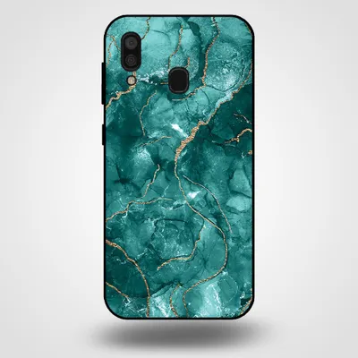 Produktbild von Smartphonica Handytasche für Samsung Galaxy A30 mit Marmordruck - TPU Rückseite Fall Marmor Design - Gold Grün