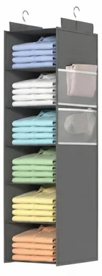 Hängender Schrankorganisator, 6 Ablagen, Grau, 39x29x120 cm