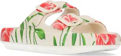 Produktbild von LAURA VITA Pantolette EVA Material weich mit 2 verstellbaren Schnallen rose/rosa/rot/beige/grün bunt Blumenmuster Größe 38 EU