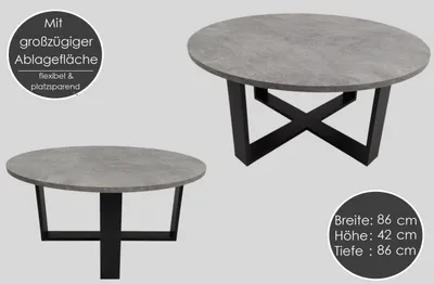 Produktbild von Design Couchtisch DA-333 rund Wohnzimmertisch Tisch 86 x 42 cm