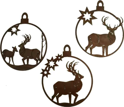 Produktbild von Rostikal Metall Rost Hirsch Deko Set Ø 15 cm Fensterdeko hängend Weihnachtsdeko Gartendeko