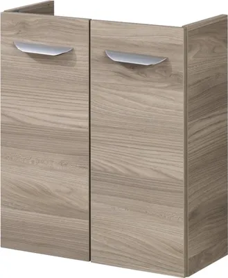 Produktbild von Fackelmann LUXOR Waschbeckenunterschrank schmal Unterschrank für Waschtisch im Gäste-WC (52 cm x 60 cm x 24 cm) 2 Türen SBC Badezimmerschrank hängend in Braun hell
