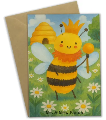 Produktbild von Mr. & Mrs. Panda Glückwunschkarte Biene König Design - Weiß - Geschenk, genesungskarte, einladungskarten, weihnachtskarten, osterkarte, osterkarten