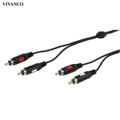 Produktbild von ViVanco™46013, 2 x RCA, Männlich, 2 x RCA, Männlich, 2,5 m, Schwarz, Rot