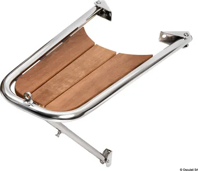 Produktbild von Bugspriet aus rostfreiem Edelstahl mit Teak Trittflache und verstellbarer Aufnahme