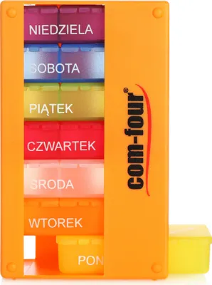 Produktbild von COM-FOUR® Medikamentendosierer auf POLNISCH - Medikamenten-Box für 7 Tage - 3 Fächer - Pillendose - Pillenbox - Tablettenbox - Wochendosierer zur Aufbewahrung [POLNISCH]