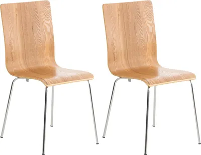 Produktbild von CLP 2er Set Besucherstuhl Pepe mit Holzsitz und Metallgestell eiche