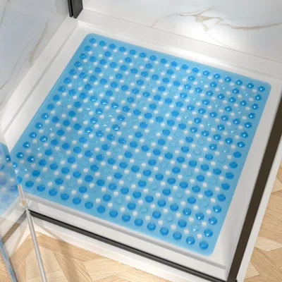 Produktbild von Duschmatte rutschfest 60x60cm Blau PVC schimmelresistent maschinenwaschbar