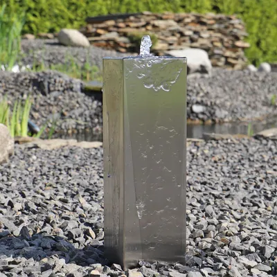 Produktbild von CLGarden Säulenbrunnen Edelstahl eckig ESB7 für außen Garten Brunnen Set Säule mit LED Beleuchtung