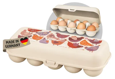 Eierdoos für 10 Eier, Kunststoff, mit Clipsverschluss, Mandel