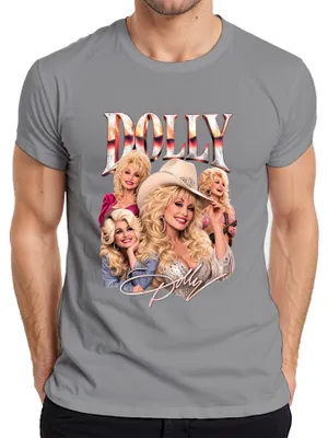Productafbeelding van Dolly Parton, landelijke muzieklegende, western cowgirl, heren T-shirt, grijs, maat M
