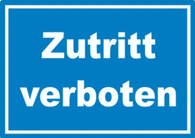 Produktbild von Zutritt verboten Schild weiß-blau A0 (841x1189mm)
