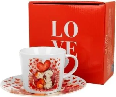 Obrázok produktu pre Porcelánový šálek a podšálek Loving Cats