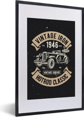 Produktbild von MuchoWow® MuchoWow® Gerahmtes Poster Mancave - Auto - Schwarz - Vintage 40x60 cm - Poster mit zchwarzem Bilderrahmen - Poster in Rahmen