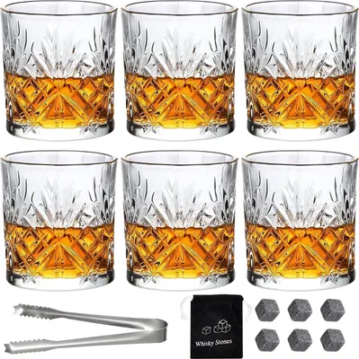 Obrázek produktu pro Křišťálové sklenice na whisky sada 6 sklenic 30cl na koktejly ze skotské whisky a bourbonu - dárek pro muže