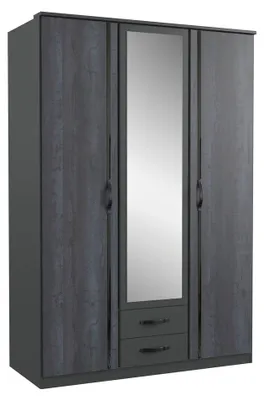 Produktbild von Kleiderschrank Drehtürenschrank Duo-2 Ausführung wählbargraphit / Digitalprint Steel-Optik