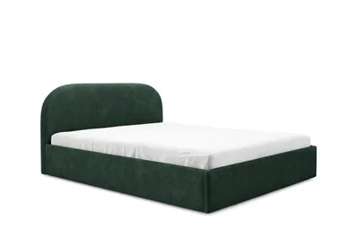Immagine prodotto di GUTTO Letto imbottito MOON verde scuro 140x200 con rete a doghe metalliche Letto di alta qualità in tessuto felpato Boucle con rete e contenitore