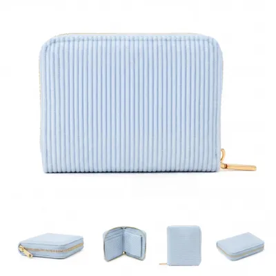 Immagine prodotto di MillyMilk® Borsellino in velluto a coste Fondo - Mini portafoglio da donna - Borsellino in velluto a coste color pastello - Portafoglio da donna - BLU CHIARO