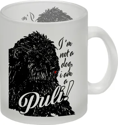 Produktbild von I'm not a dog I am a Puli! Glas Tasse in schwarz
