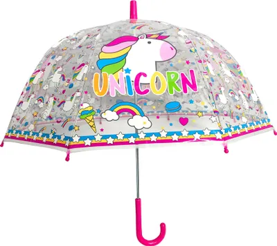 Produktbild von Kinder Regenschirm Einhorn transparent Stockschirm PVC groß ab 3 Jahren