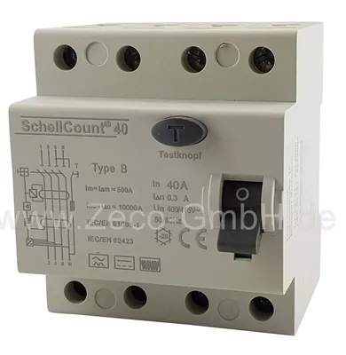 Produktbild von FI-Schutzschalter Typ B 40A 300mA Allstromsensitiv 4-polig Wallbox Fehlerstromschutzschalter RCD