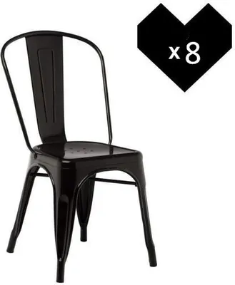 Produktbild von 8er Set Esszimmerstuhl Küchenstuhl aus Metall Bistrostuhl Barstuhl für Küche Wohnzimmer schwarz