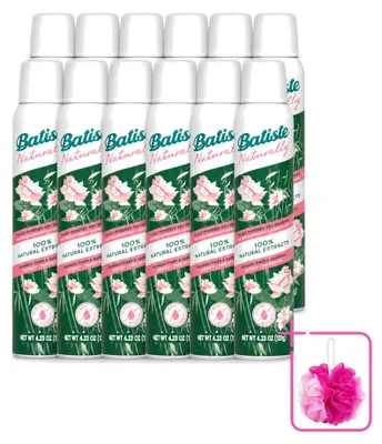 Immagine prodotto di 12 flaconi di shampoo secco Batiste Naturally, con fibre di bambù e gelsomino, da 200 ml - confezione risparmio - 12 pezzi