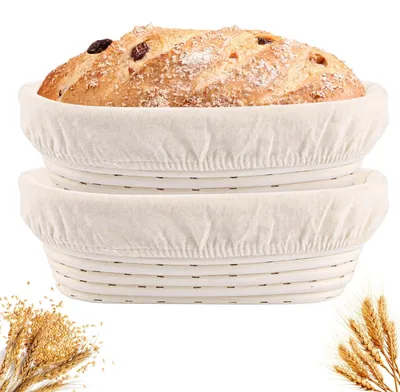 Produktbild von Gärkörbchen Brotkorb Gärkorb - Oval - Rattan - 25 x 15 x 8 cm - 2 Stück