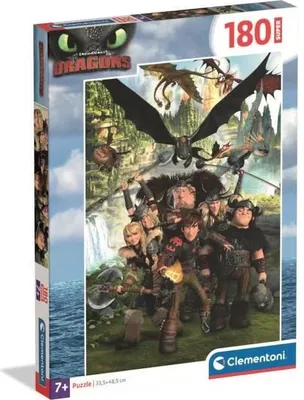 Produktbild von Puzzle, Clementoni Super Dragons, 180 Teile, 48,5 x 33,5 cm, Kinder Lieblingsfiguren, Ab 3 Jahren
