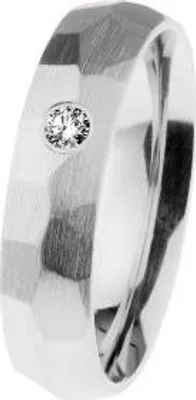 Produktbild von Ernstes Design Damen Ring silberfarben mattiert facettiert mit kleinem Stein