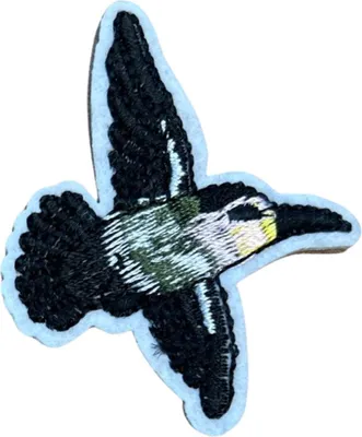 Produktbild von Kolibri-Vogel-Emblem-Aufnäher zum Aufbügeln, Schwarz