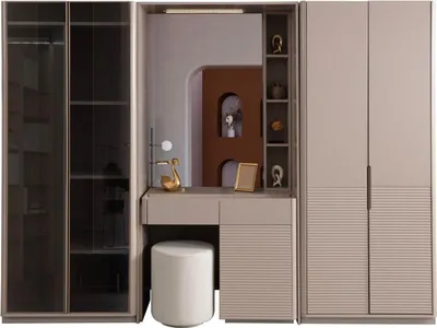 Produktbild von Exklusiver Beiger Kleiderschrank Designer Holzschrank Schlafzimmer Möbel