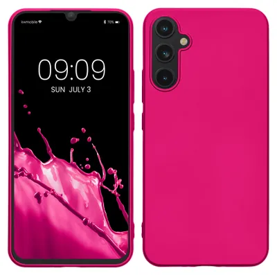 Produktbild von kwmobile Handyhülle für Samsung Galaxy A34 5G Hülle - Silikon Case metallisch schimmernd - Schutzhülle Cover - Metallic Pink
