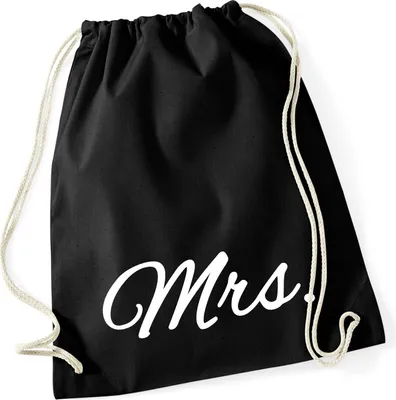 Produktbild von Huuraa Turnbeutel Mrs. Schriftzug 12 Liter Black Baumwolle Rucksack Geschenkidee