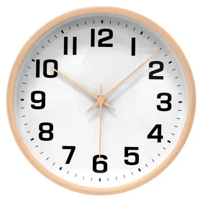 Holz Wanduhr 25 cm, Stille Quarzuhr, Analog, Modern, Weiß