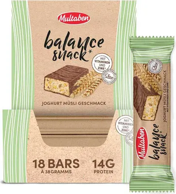Produktbild von Multaben Balance Snack – 18 Riegel à 38 g Joghurt Müsli