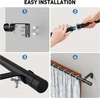 Obrázok produktu pre Tyč na posuvné závesy 81–280 cm, čierna, kovová, Ø 20 mm