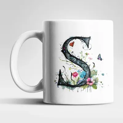 Produktbild von Name A bis Z Blumen Schmetterlinge Kaffeetasse Teetasse Tasse Geschenkidee – S