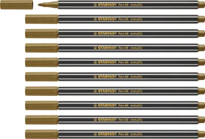 Produktbild von Premium Metallic-Filzstift - STABILO Pen 68 metallic - 10er Pack - gold