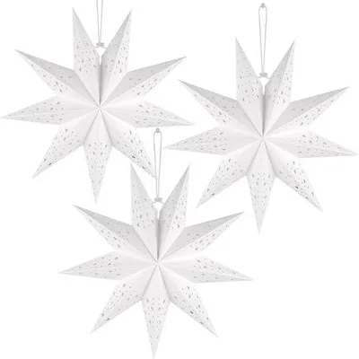 Productafbeelding van Mineup 45 cm led-papieren ster verlicht, 3 stuks kerststerren verlicht