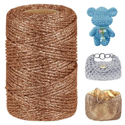 Produktbild von Metallic Häkelgarn 3mm x 100m Kupfer Polyester Glitzergarn für Makramee & Bastelarbeiten