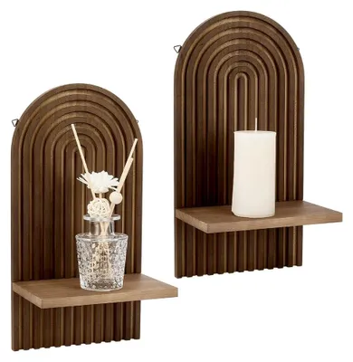 Produktbild von Set aus 2 gebogenen Wandlampen aus natürlichem Holz