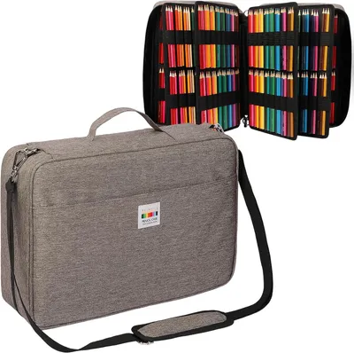Produktbild von Federtasche für 480 Buntstifte, wasserdichter Organizer, grau, für Schüler